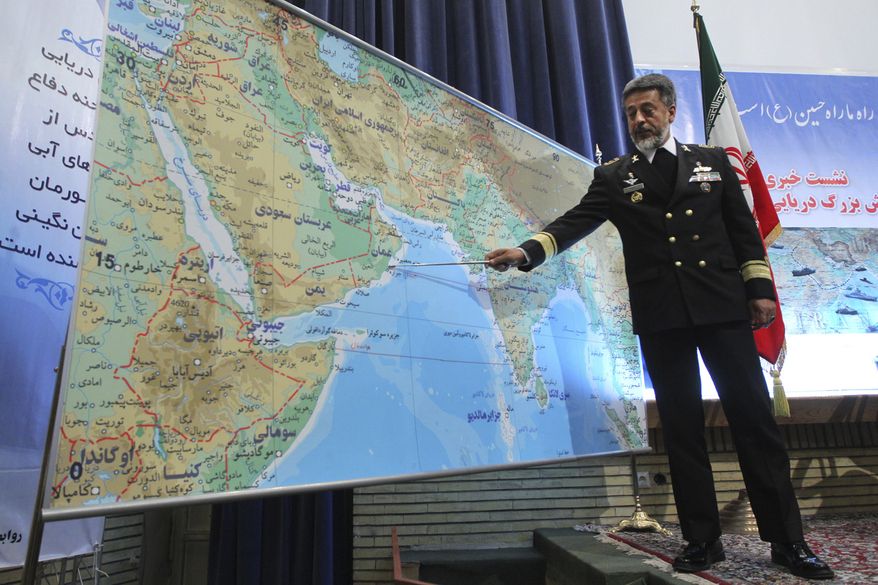 Adm. Habibollah Sayyari, Iran's naval chief, briefs the media on Thursday, Dec. 22, 2011, during a press conference in Tehran on an upcoming naval exercise. (Associated Press/Fars News Agency) ** FILE **