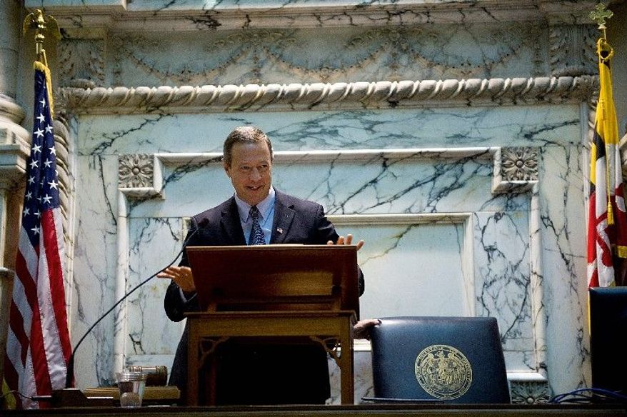 Maryland Gov. Martin O'Malley welcomes delegates back on Wednesday at the opening of the 2012 session of the General Assembly. In a surprise move, Mr. O'Malley suggested an increase in the state sales tax. (Barbara L. Salisbury/The Washington Times)