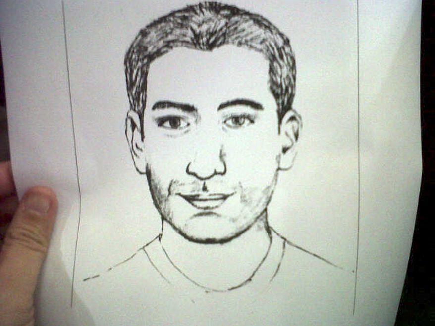A sketch distributed Jan. 13, 2012, by Thai police show a man suspected of planning a terrorist bombing in Bangkok. (Associated Press)