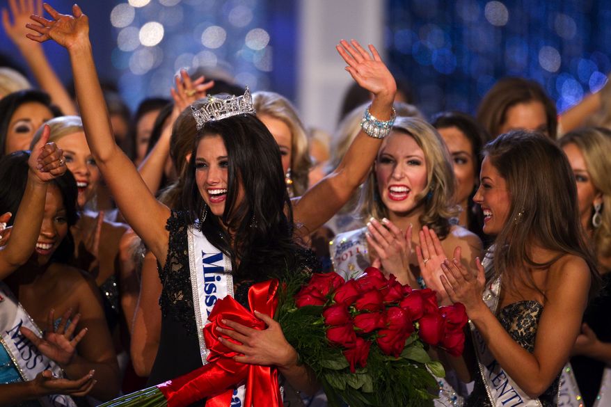 Laura Kaeppeler, Miss Wisconsin, reacts after being crowned Miss America on Saturday, Jan. 14, 2012, at the Planet Hollywood Resort & Casino in Las Vegas. (AP Photo/Eric Jamison)
