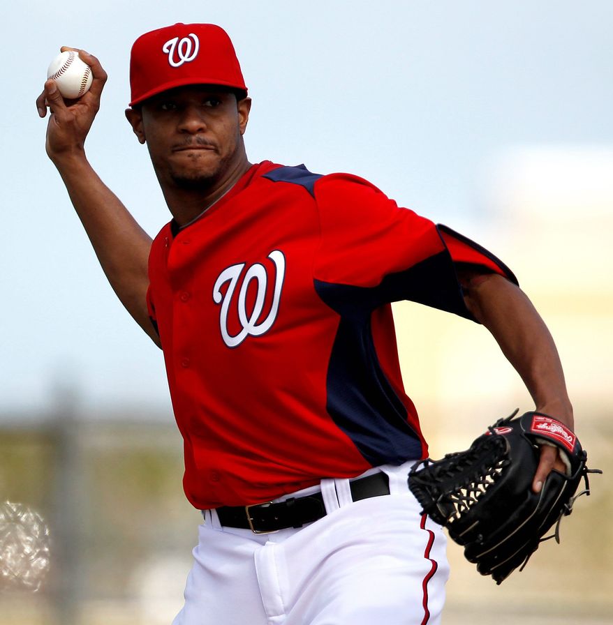 Nationals pitcher Edwin Jackson was found to be making the ball slightly visible when working out of a windup. The team is altering the delivery to make it more uniform with the one he uses out of the stretch. (Associated Press)