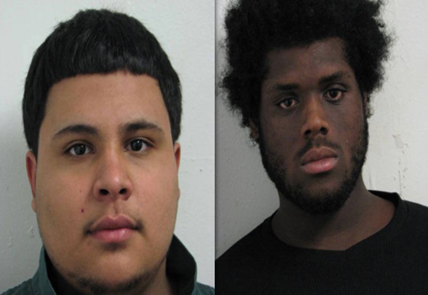 Andrew Ramos (left) was charged with reckless endangerment in connection with a fatal shooting in Aspen Hill on Wednesday. Christopher Edwards (right) was charged with second-degree murder and reckless endangerment in connection with the crime.
