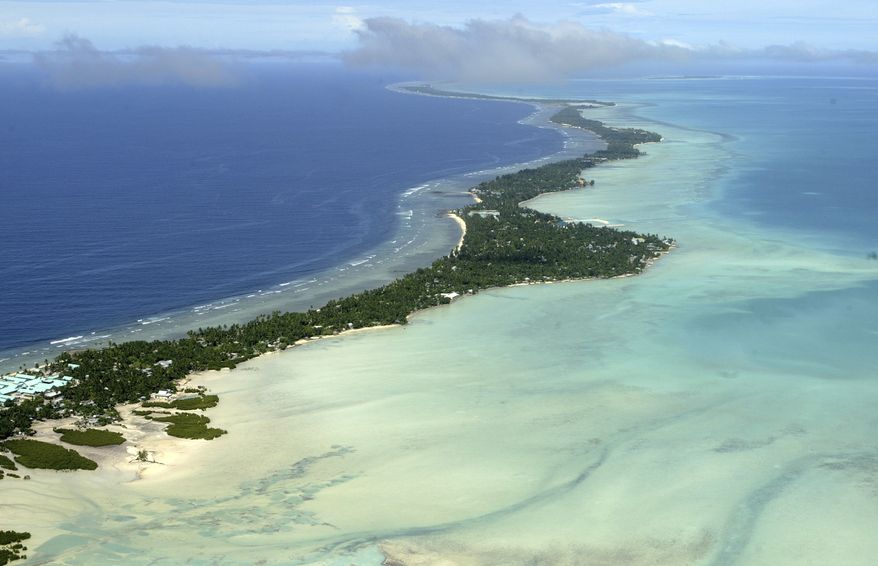 **FILE** Tarawa atoll, Kiribati, is seen in an aerial view on March 30, 2004. (Associated Press)