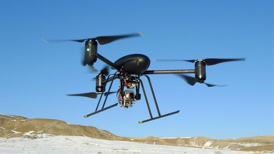 A Draganflyer X6 drone lent to the Mesa County, Colo., Sheriff's Department in 2009 is used in search-and-rescue, finding suspects and identifying fire hot spots. (Mesa County Sheriff's Department via Associated Press)