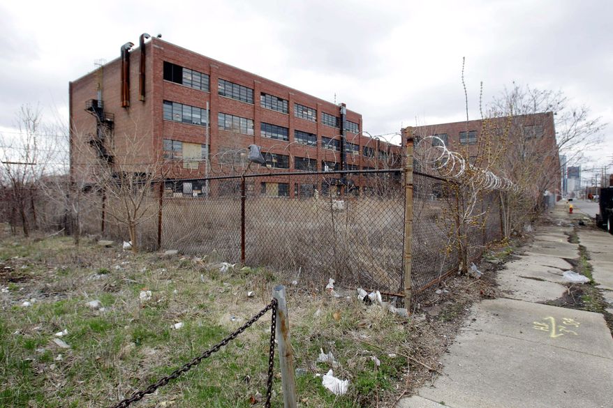 A vacant warehouse in Detroit is emblematic of the Motor City's financial woes. (Associated Press)