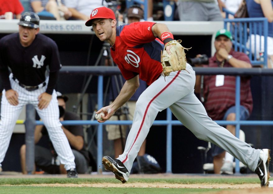 Nationals infielder Steve Lombardozzi has been given timse in the outfield to afford him experience at different positions. (Associated Press)
