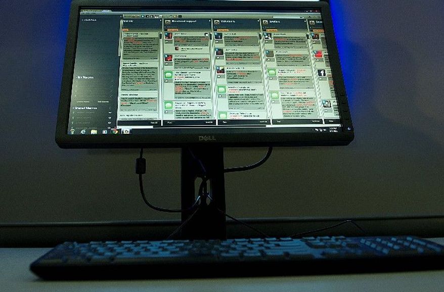 This computer screen shows the real-time functionality with social media outlets at the American Red Cross' new social media monitoring center in Washington, D.C. (Barbara L. Salisbury)