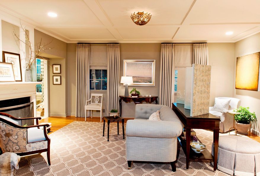 Designer Annette Hannon transformed a bland parlor in the DC Design House by adding architectural details.