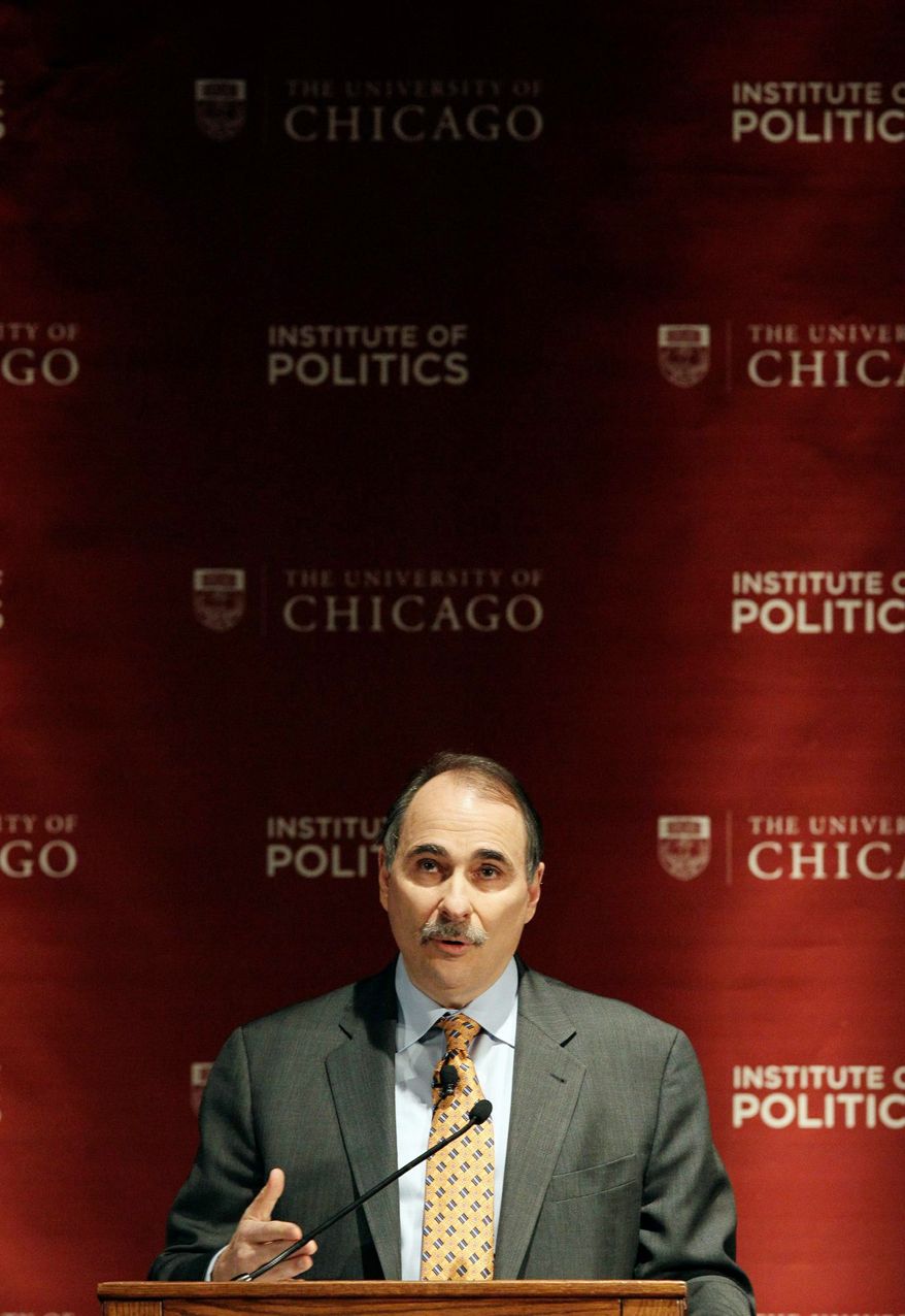 David Axelrod, former senior advisor to President Barack Obama, speaks during a panel discussion, "2012: The Path to the Presidency", at the University of Chicago in Chicago on Thursday, Jan. 19, 2012. (AP Photo/Nam Y. Huh)