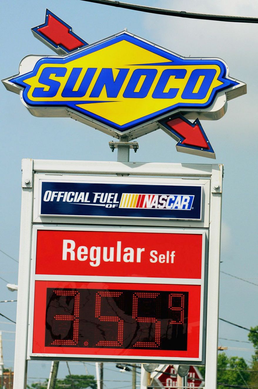 Declining gas prices are reflected at a filling station in Wilmington, N.C., last week. (Associated Press)