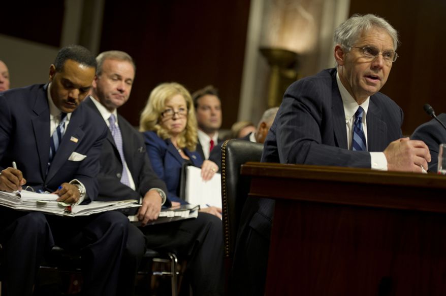 Mark Sullivan, director of the United States Secret Service, testifies before the Committee on Homeland Security and Governmental Affairs at the Dirksen Building in Washington, D.C., on Wednesday, May 23, 2012. Sullivan repeatedly spoke to the professional and ethical nature of most people in the Secret Service, but he did say that they took the actions in Cartagena seriously and will make every effort to ensure that such actions do not occur again. (Barbara L. Salisbury/The Washington Times)