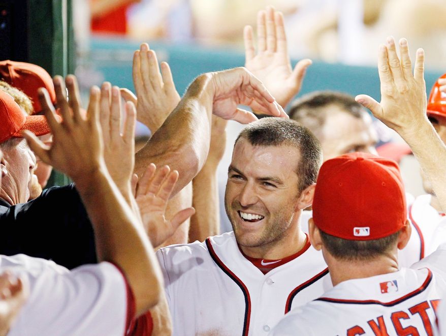 Rookie Steve Lombardozzi characterizes the Nationals' resiliency as he's made significant contributions at the plate and in the field. His .320 batting average leads the Nationals. (Associated Press)