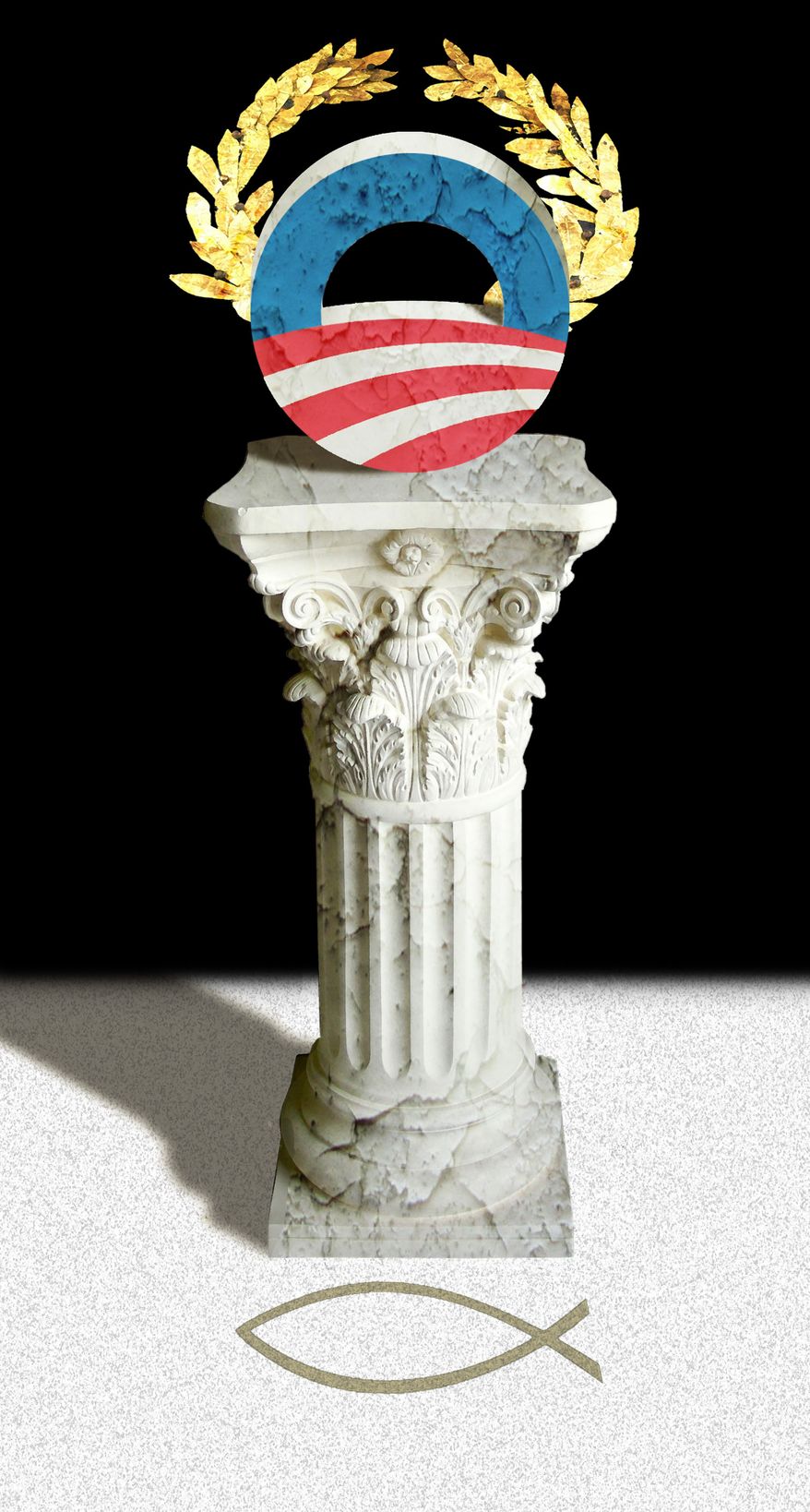 Illustration Obama's anti-Christianity by Alexander Hunter for The Washington Times