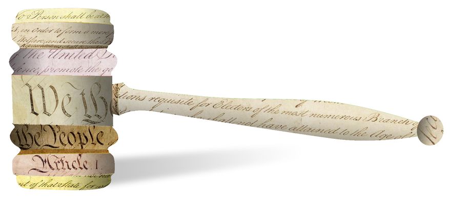Illustration Constitution gavel by Linas Garsys for The Washington Times