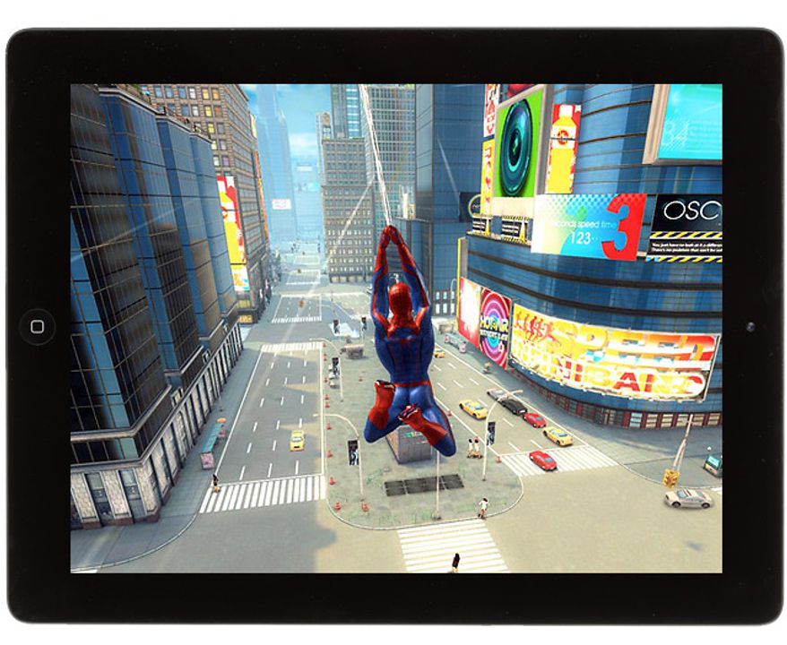 Spidey swings through New York City in the iPad game The Amazing Spider-Man.