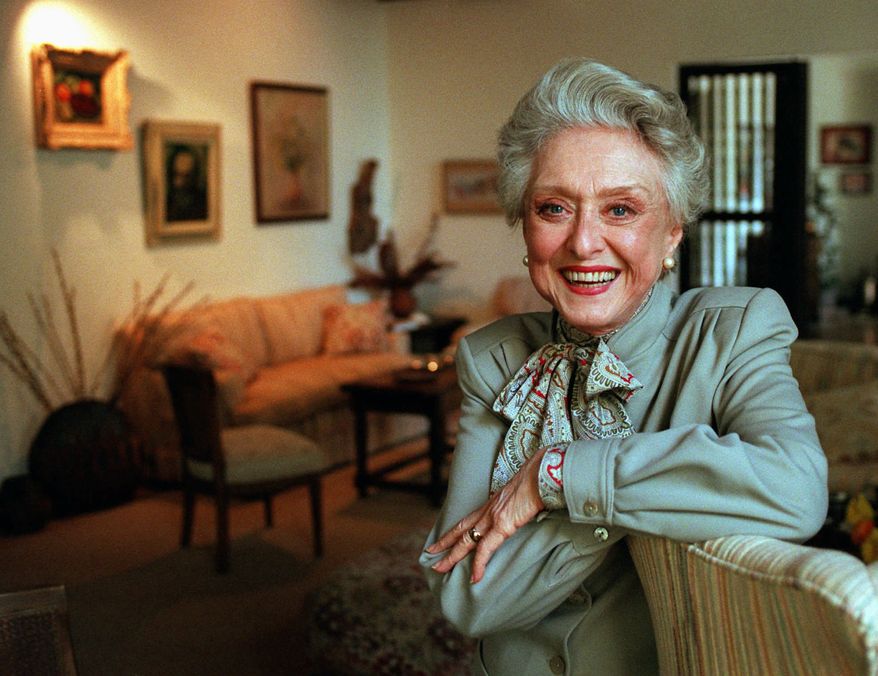 Actress Celeste Holm poses at a friend's home in Santa Monica, Calif., in 1997. (AP Photo/Kevork Djansezian)