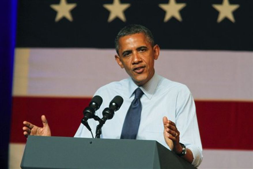 President Obama speaks at a fundraising event in Austin, Texas on Tuesday, July 17, 2012. (AP Photo/Jack Plunkett)