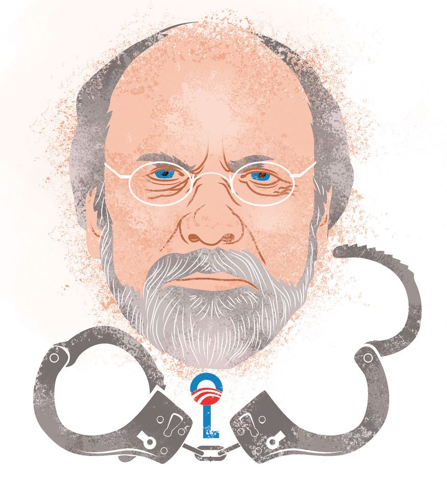 Illustration Corzine by Linas Garsys for The Washington Times