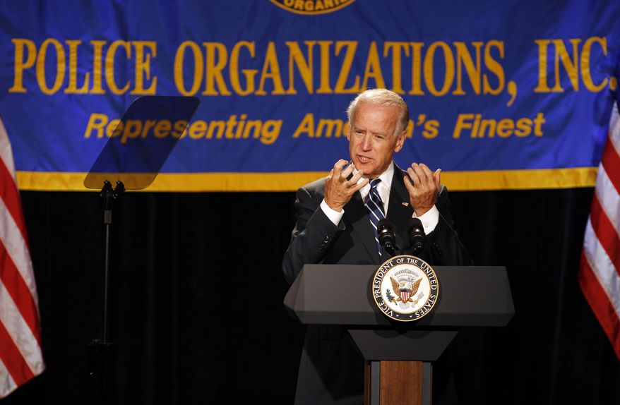 **FILE** Vice President Joseph R. Biden Jr. speaks July 23, 2012, at the annual convention of the National Association of Police Organizations in Manalapan, Fla. (Associated Press)