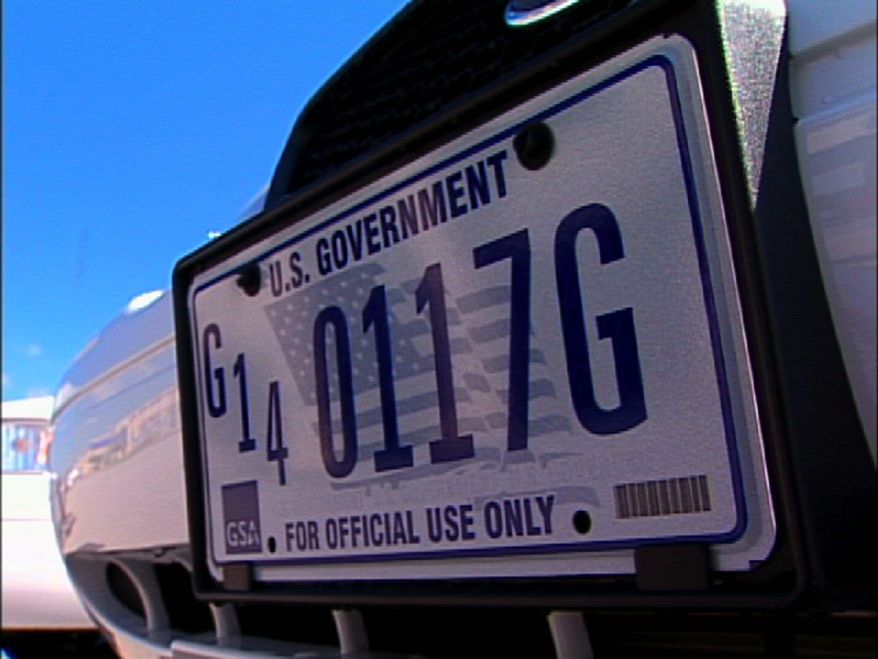 **FILE** A U.S. Government license plate is seen here July 24, 2008, on a government fleet vehicle. (Associated Press)
