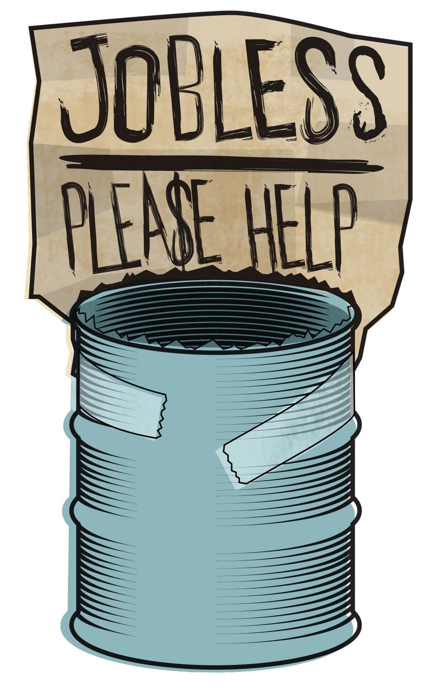 Illustration Jobless Can by Linas Garsys for The Washington Times
