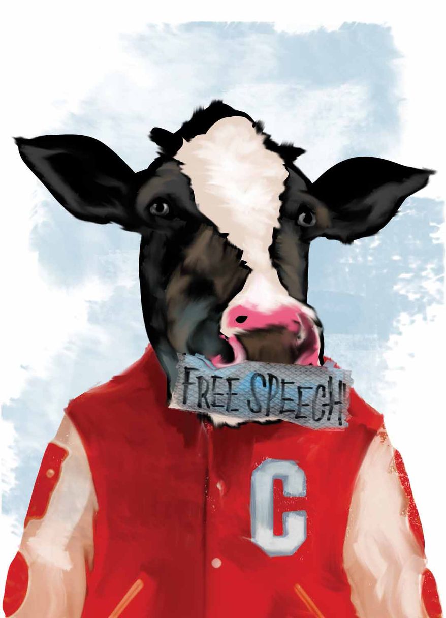 Illustration Free Speech Cow by Linas Garsys for The Washington Times