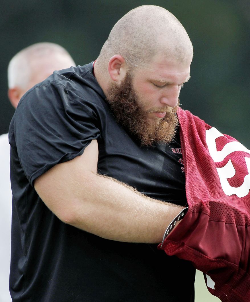 Second-year nose tackle Chris Neild was vying with Chris Baker to be the backup to Barry Cofield, but he tore an ACL in practice Monday and will be sidelined for the season. He played in all 16 games in 2011. (Associated Press)