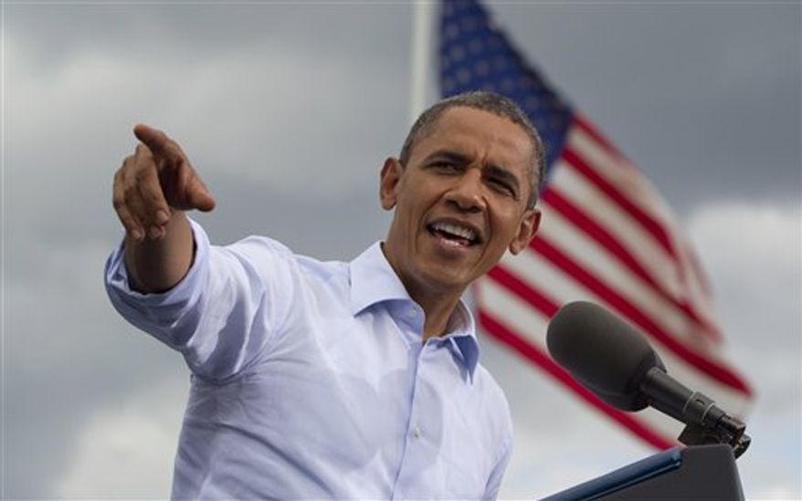 President Obama speaks Aug. 18, 2012, during a campaign event at Rochester Commons in Rochester, N.H. (Associated Press)