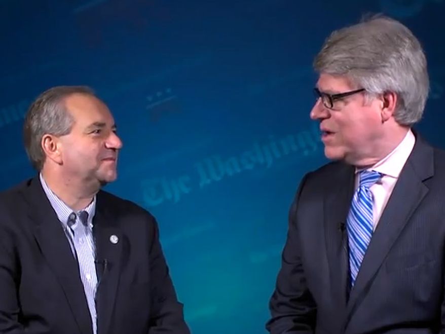 Screenshot: Editor of the Washington Times, Ed Kelley, interviews Bill Bolling, Lt. Gov. of Virginia, at the Republican National Convention.