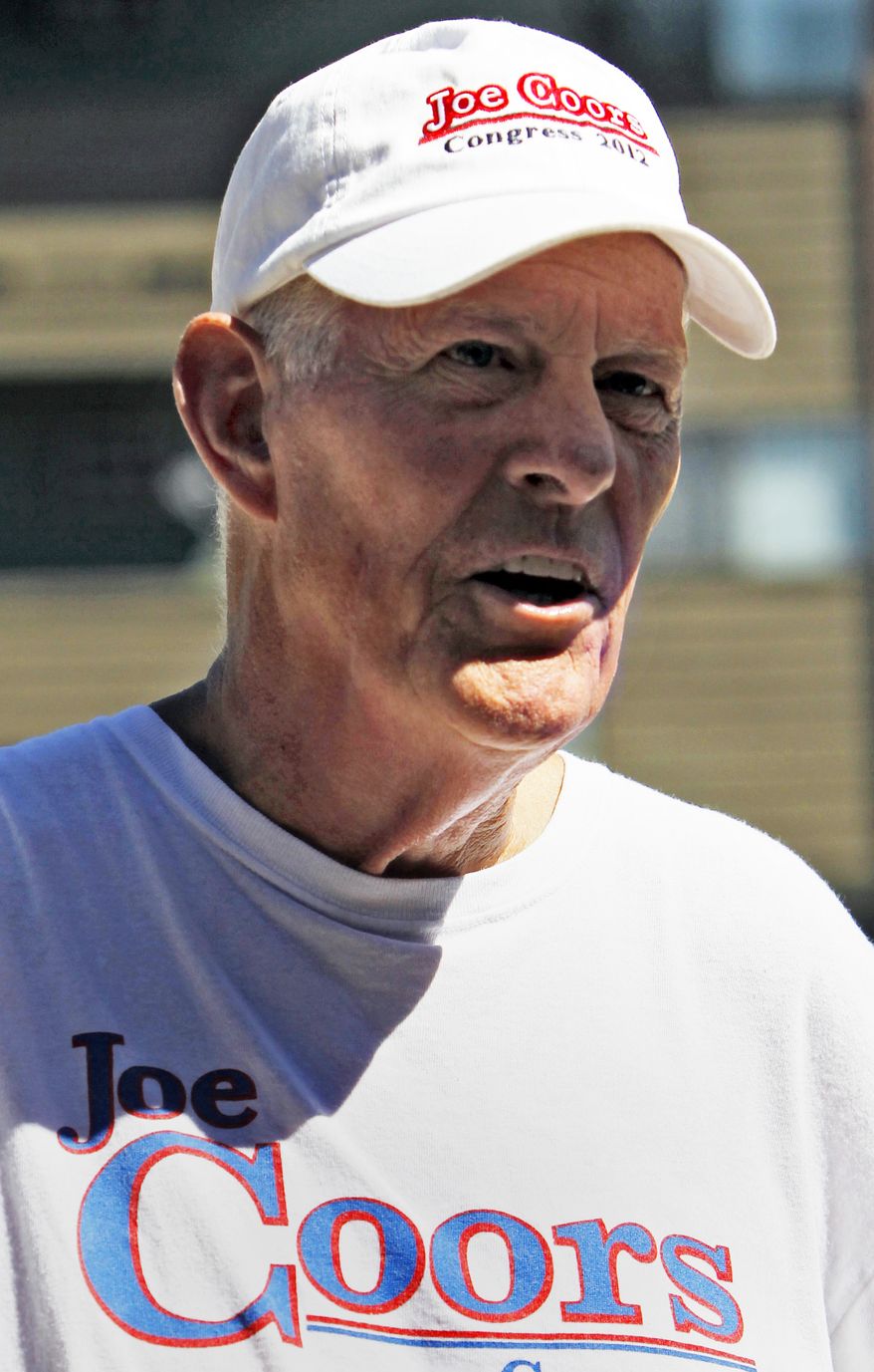 Republican congressional candidate Joe Coors talks July 18, 2012, in Golden, Colo., about his campaign. (Associated Press)