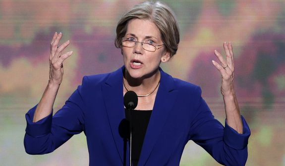 Elizabeth Warren, Massachusetts Senate candidate, addresses the Democratic National Convention in Charlotte, N.C., on Wednesday, Sept. 5, 2012. (Associated Press)