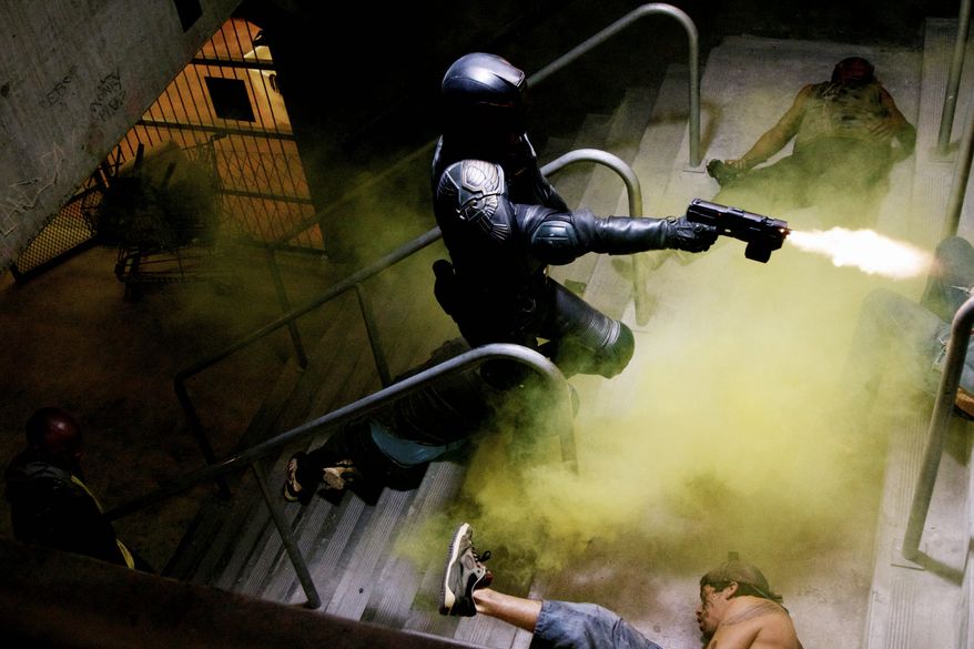 This film image released by Lionsgate shows Karl Urban in a scene from "Dredd 3D." (Associated Press/Lionsgate)