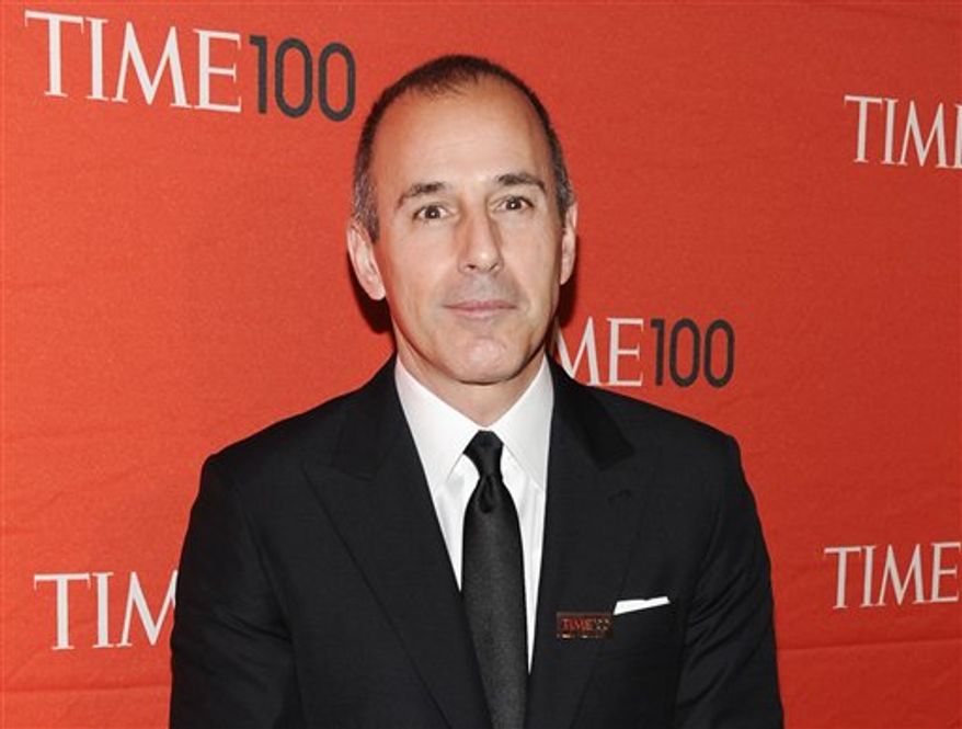 ** FILE ** NBC's "Today" show co-host Matt Lauer attends the TIME 100 gala, celebrating the 100 most influential people in the world, on April 24, 2012. (Associated Press)