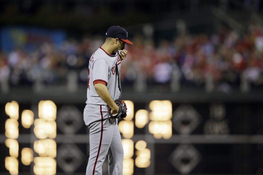 Gio Gonzalez rebounded from a rough first inning to get through the next five scoreless. (Associated Press)