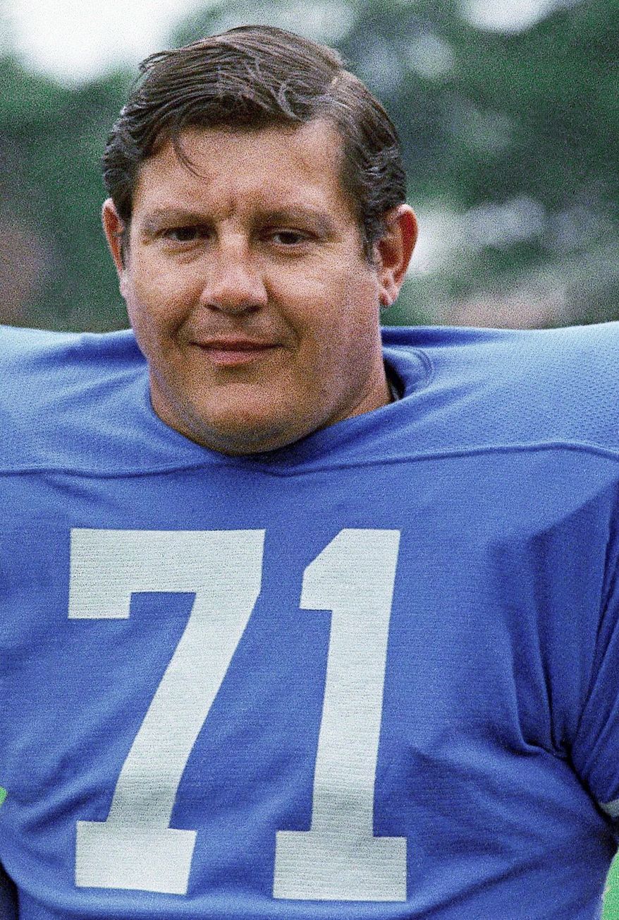 Former actor and Detroit Lions lineman Alex Karras, seen in 1971, died Wednesday at age 77. In April, he joined other former NFL players suing the league for not protecting them better from head injuries. (Associated Press)