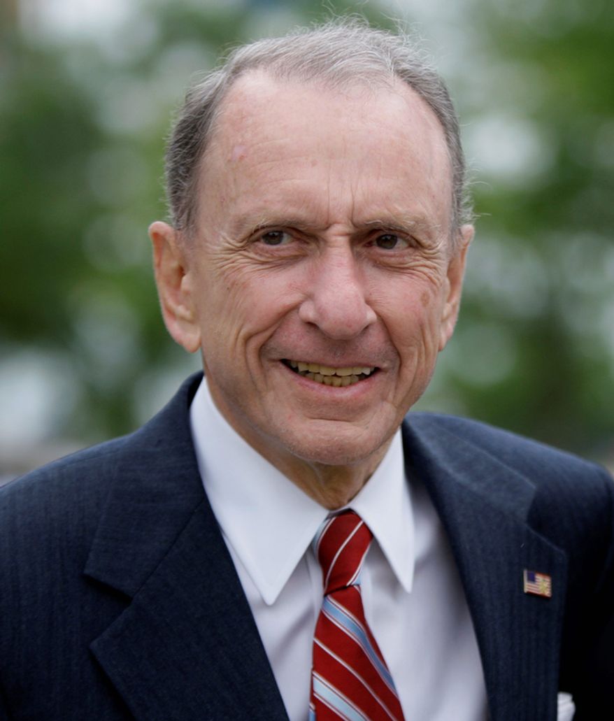 **FILE** Pennsylvania Sen. Arlen Specter arrives May 17, 2010, at Citizens Bank Park in Philadelphia as he campaigns across the state for the Democratic nomination to run for re-election. (Associated Press)