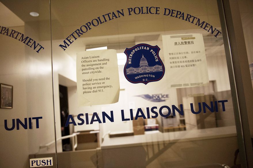 The Metropolitan Police Department's Asian Liaison Unit is scheduled to be relocated from it's current office on H Street NW, in the heart of Chinatown, in Washington, D.C., Wednesday, Nov. 28, 2012. (Rod Lamkey Jr./The Washington Times)