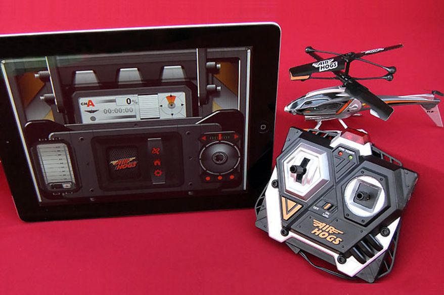 Spin Master's Air Hogs Heli Replay uses either a remote contoller or iPad app to control the copter. (Photo by Joseph Szadkowski/The Washington Times)