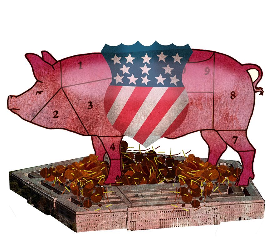 Illustration Defense Spending by Alexander Hunter for The Washington Times