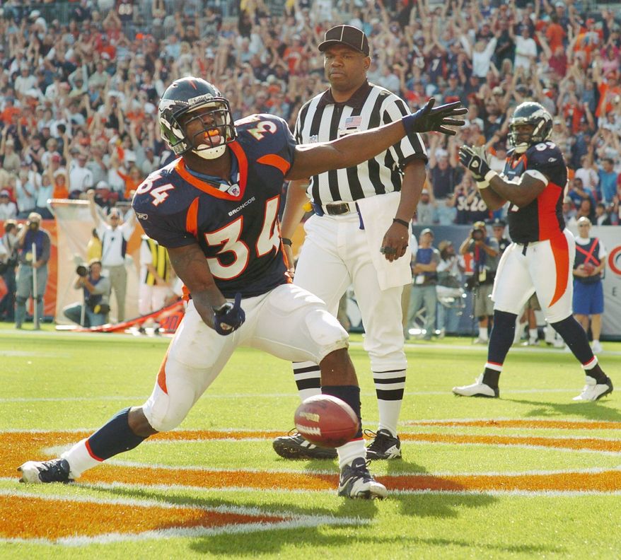 Reuben Droughns took over in the Broncos' backfield after Clinton Portis was traded and gained 1,240 yards during the 2004 season. Droughns was a third-round pick by the Lions in 2000. (Associated Press)
