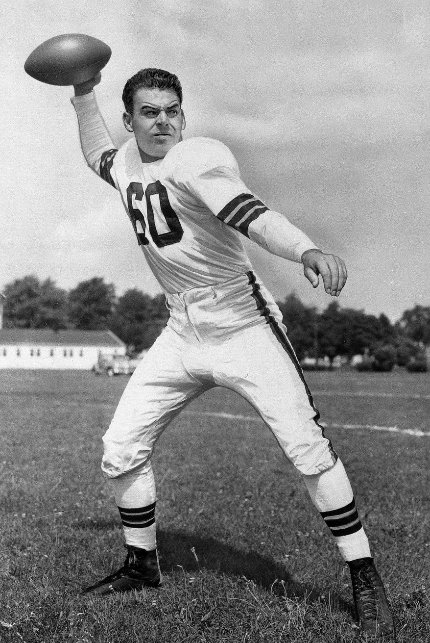 Otto Graham threw for 1,834 yards and 17 touchdowns for the Browns in his rookie season. (Associated Press)