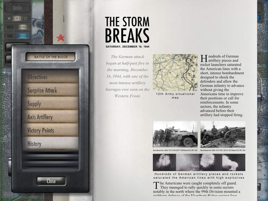 Players get an interactive history lesson in the iPad strategy game Battle of the Bulge.