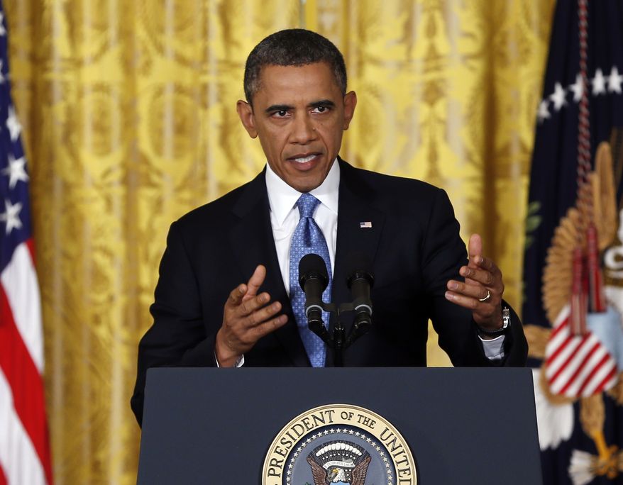 President Obama speaks about the debt limit in the East Room of the White House in Washington on Monday, Jan. 14, 2013. (AP Photo/Carolyn Kaster)