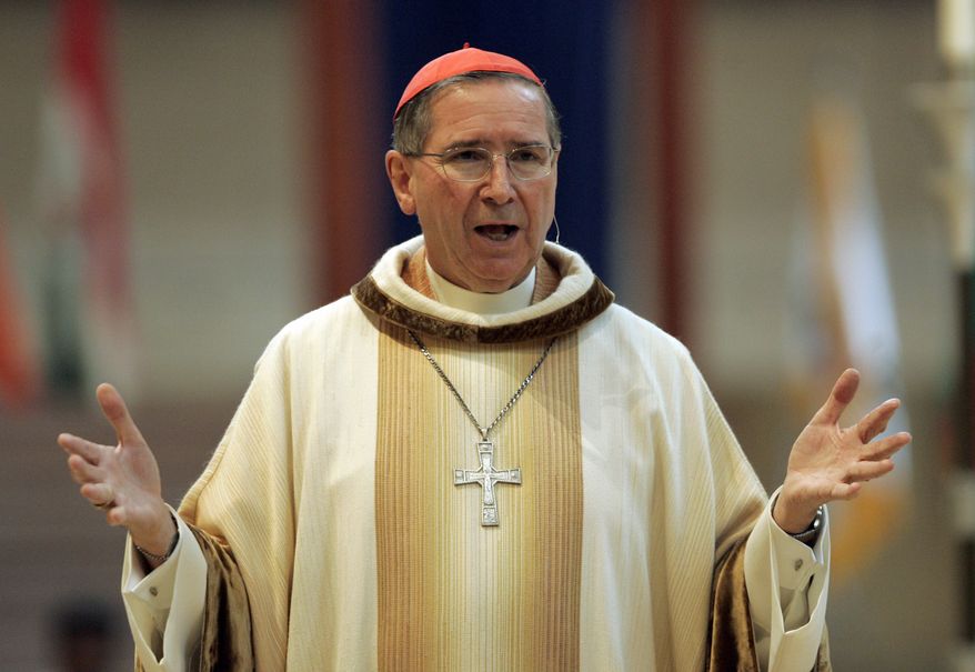 Cardinal Roger Mahony, then the archbishop of Los Angeles, speaks during an annual multiethnic migration Mass at the Cathedral of Our Lady of the Angels in Los Angeles in 2007. (AP Photo/Reed Saxon)