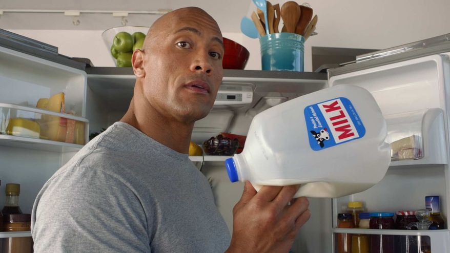 ** FILE ** This undated screenshot provided by the Milk Processor Education Program, known as MilkPep shows the company's Super Bowl advertisement. The Milk Processor Education Program, known as MilkPep and popular for its "Got Milk?" print ads, is featuring actor and professional wrestler Dwayne "The Rock" Johnson in a 30-second ad in the second quarter that is directed by Peter Berg. (AP Photo/Milk Processor Education Program)