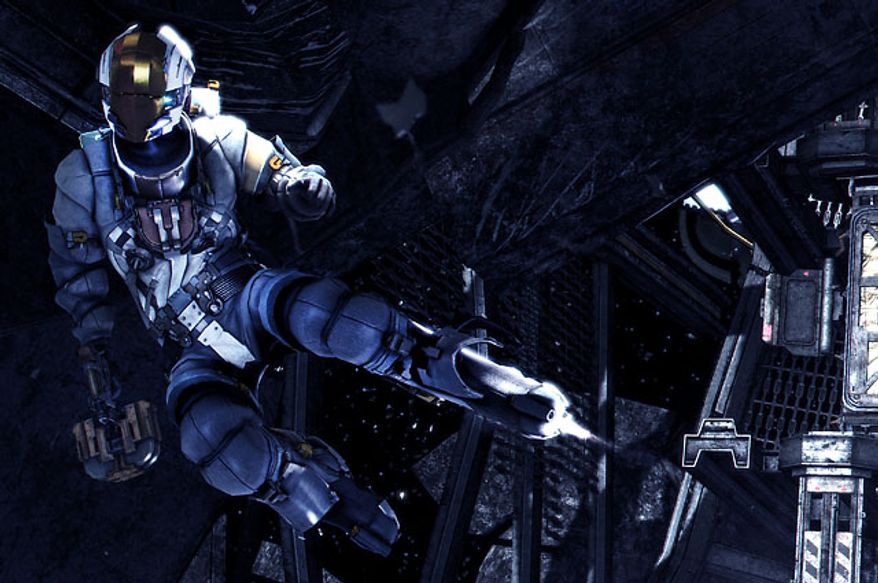 Isaac Clarke hangs out in outer space in the video game Dead Space 3.