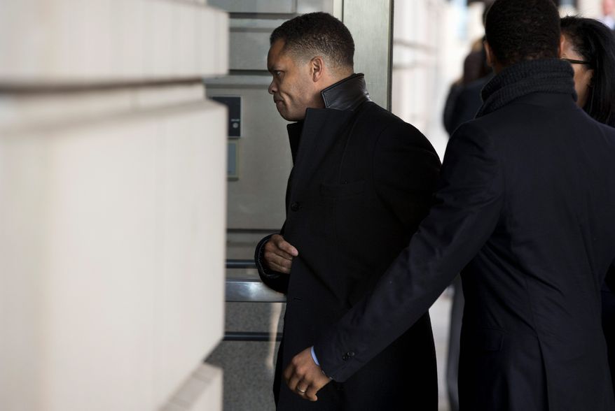 Former Rep. Jesse L. Jackson Jr. arrives at the E. Barrett Prettyman Federal Courthouse in Washington on Wednesday. He pleaded guilty to misusing more than $750,000 in campaign funds and is scheduled to be sentenced on June 28. (ASSOCIATED PRESS)