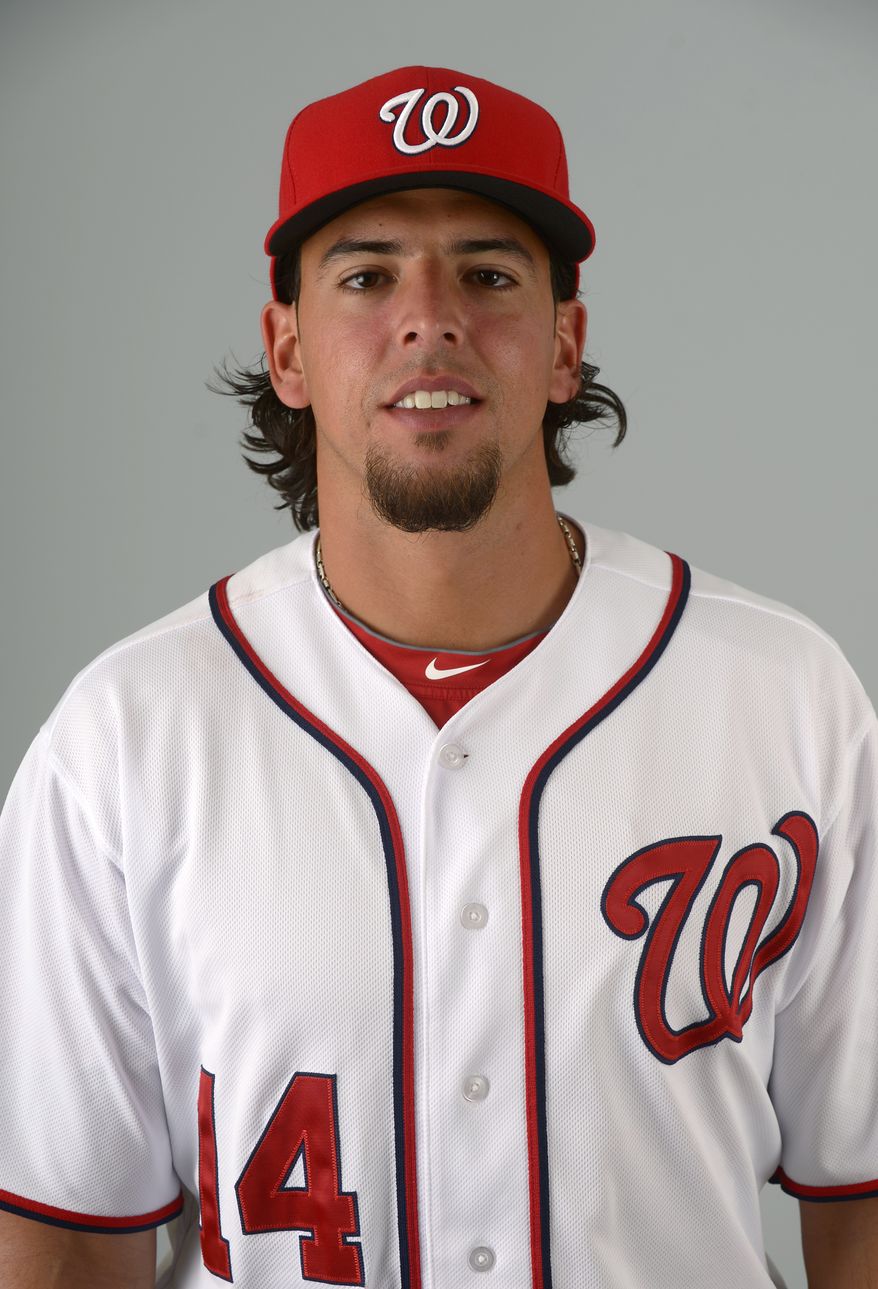 This is a 2013 photo of Chris Marrero of the Washington Nationals baseball team. This image reflects the Nationals active roster as of Feb. 20, 2013 when this image was taken.(AP Photo/Phelan M. Ebenhack)