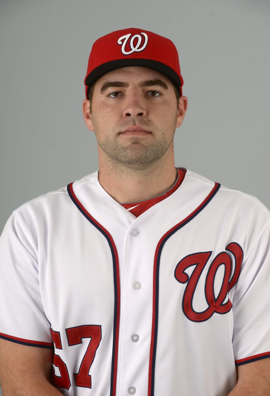 This is a 2013 photo of Nathan Karns of the Washington Nationals baseball team. This image reflects the Nationals active roster as of Feb. 20, 2013 when this image was taken.(AP Photo/Phelan M. Ebenhack)