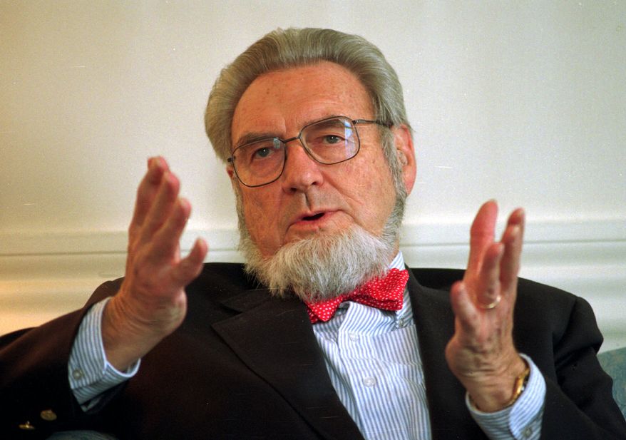 **FILE** Former Surgeon General Dr. C. Everett Koop discusses the proposed increase of the New Hampshire cigarette tax at the governor's office in the Statehouse in Concord, N.H., on May 12, 1997. (Associated Press)
